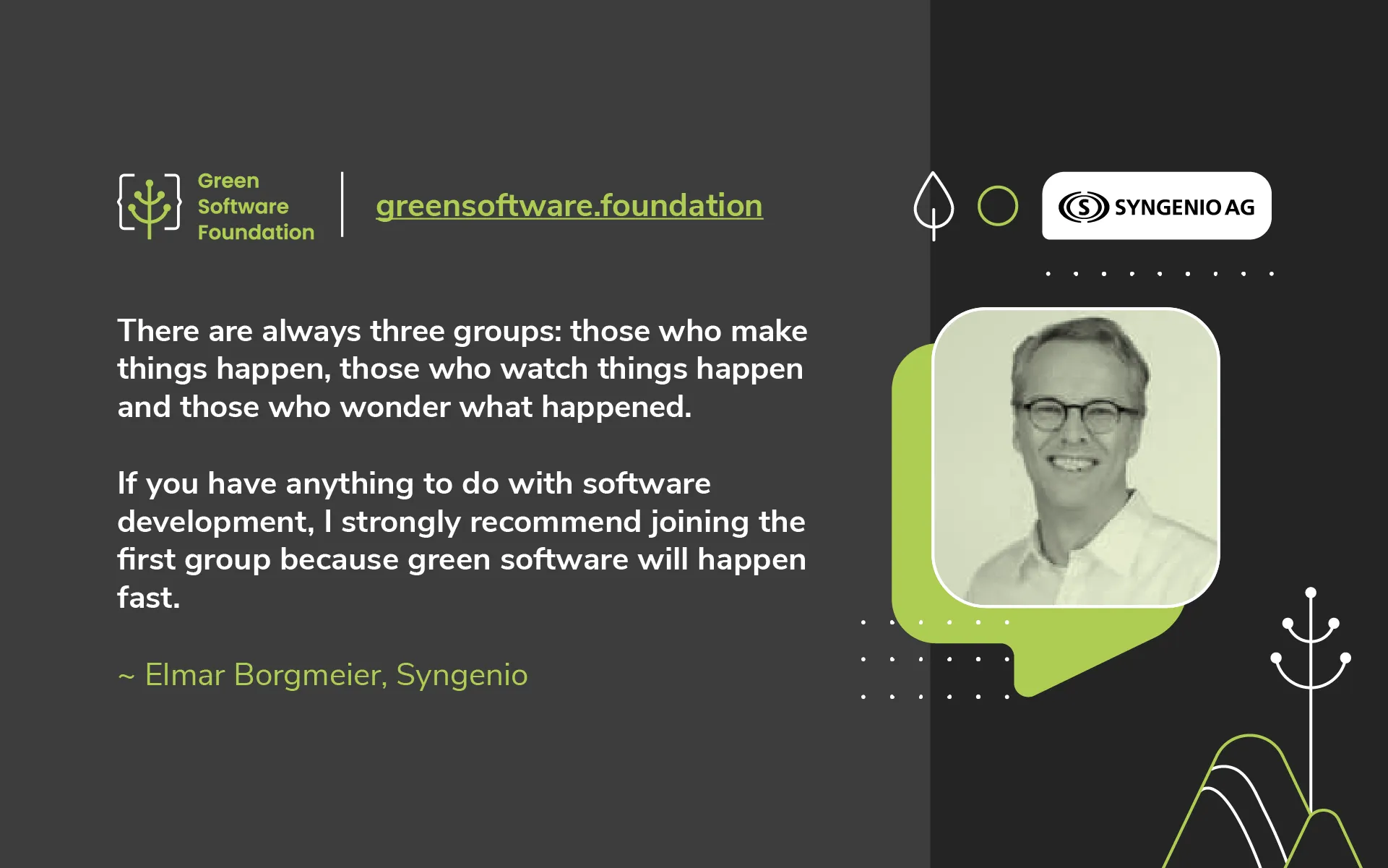 Meet Elmar Borgmeier, Green Software Foundation Organization Lead for SYNGENIO AG